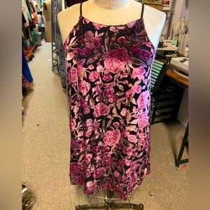 Velvet Pink Floral Shift Dress